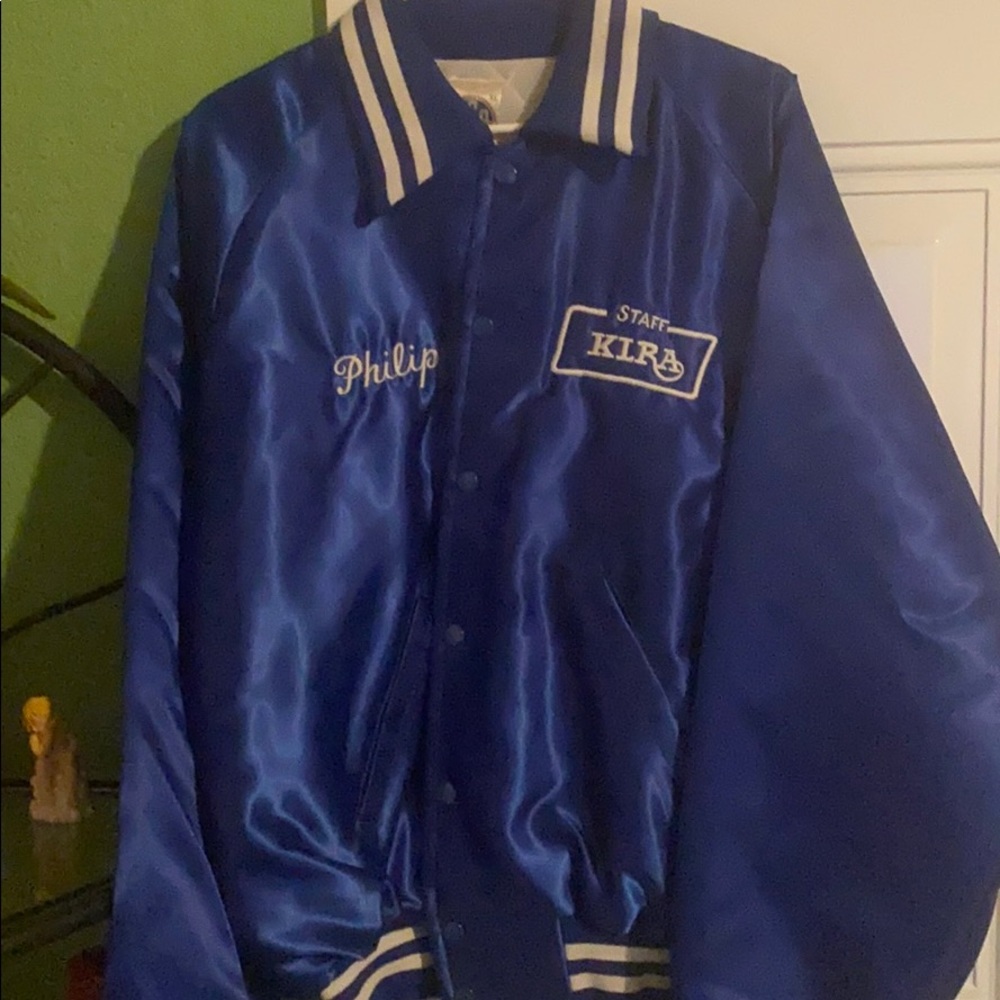 Blue KIRA staff satin jacket